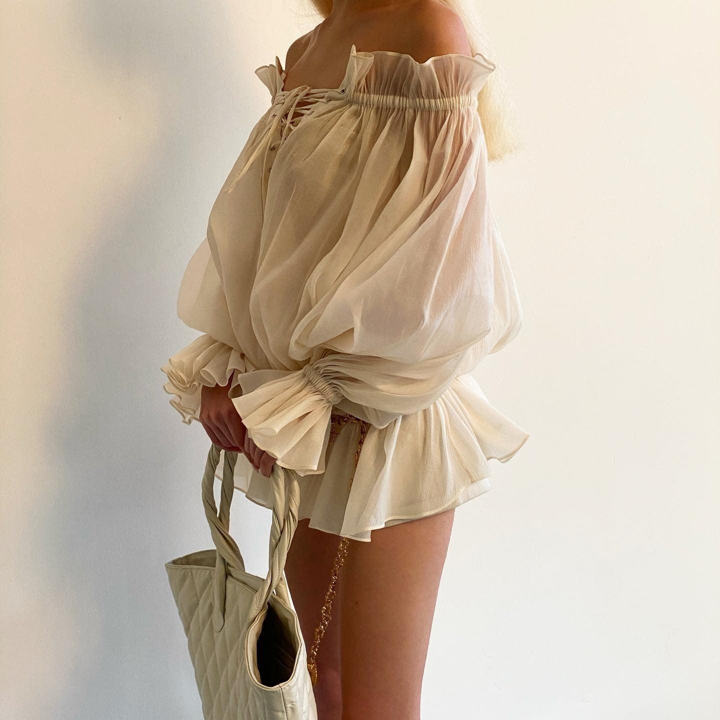 Nearby Chic Off The Shoulder Oversized Blouse