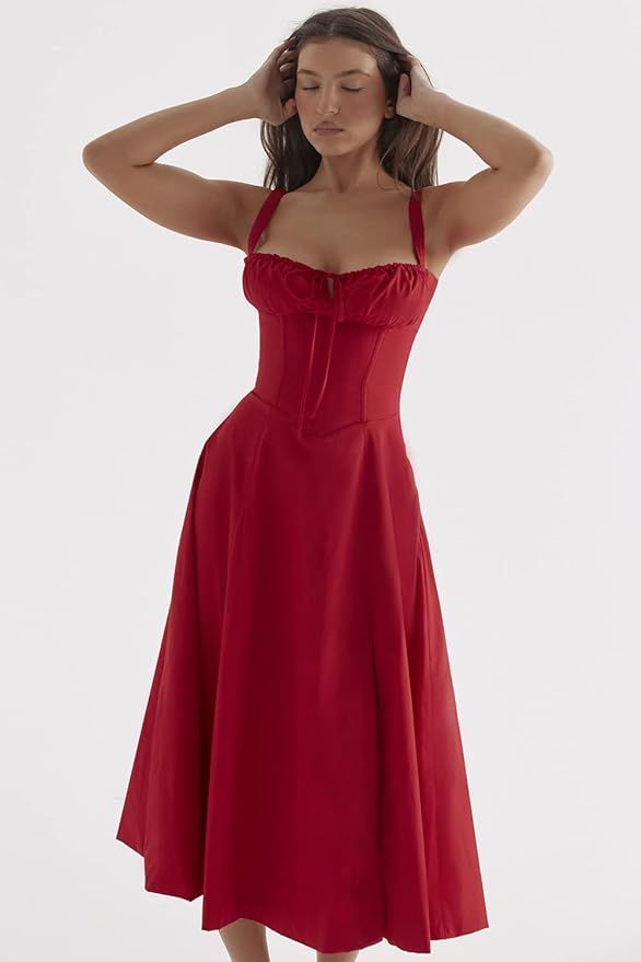 Delilah Midi Dress - Red