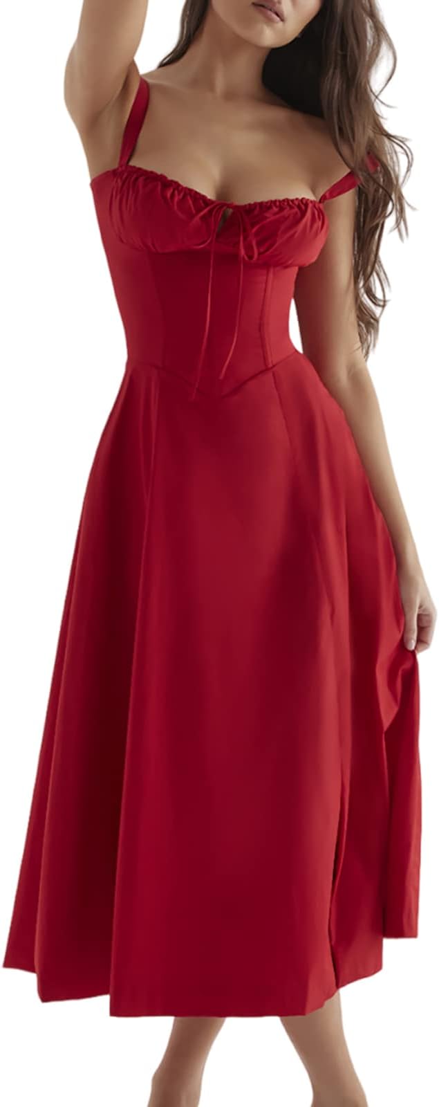 Delilah Midi Dress - Red