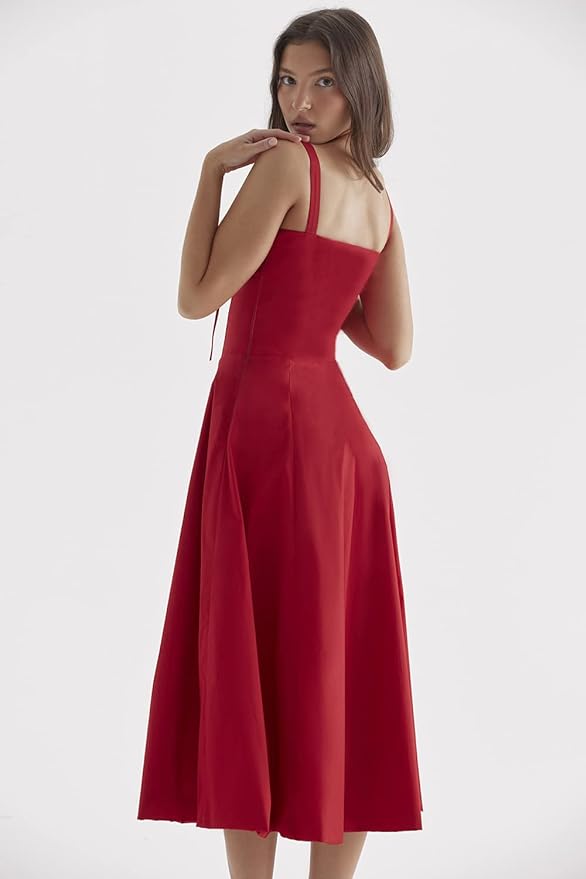 Delilah Midi Dress - Red