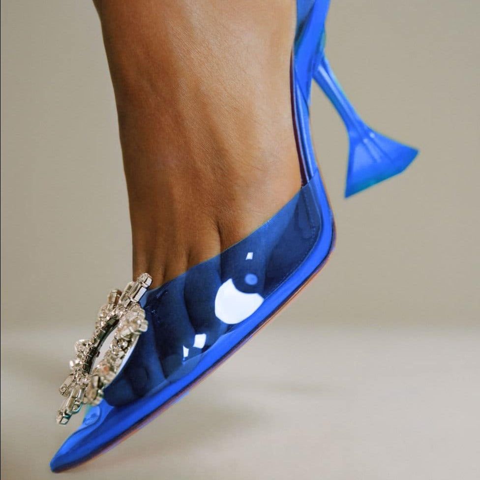 Color Greer Pointed Toe Crystal Brooch Heels