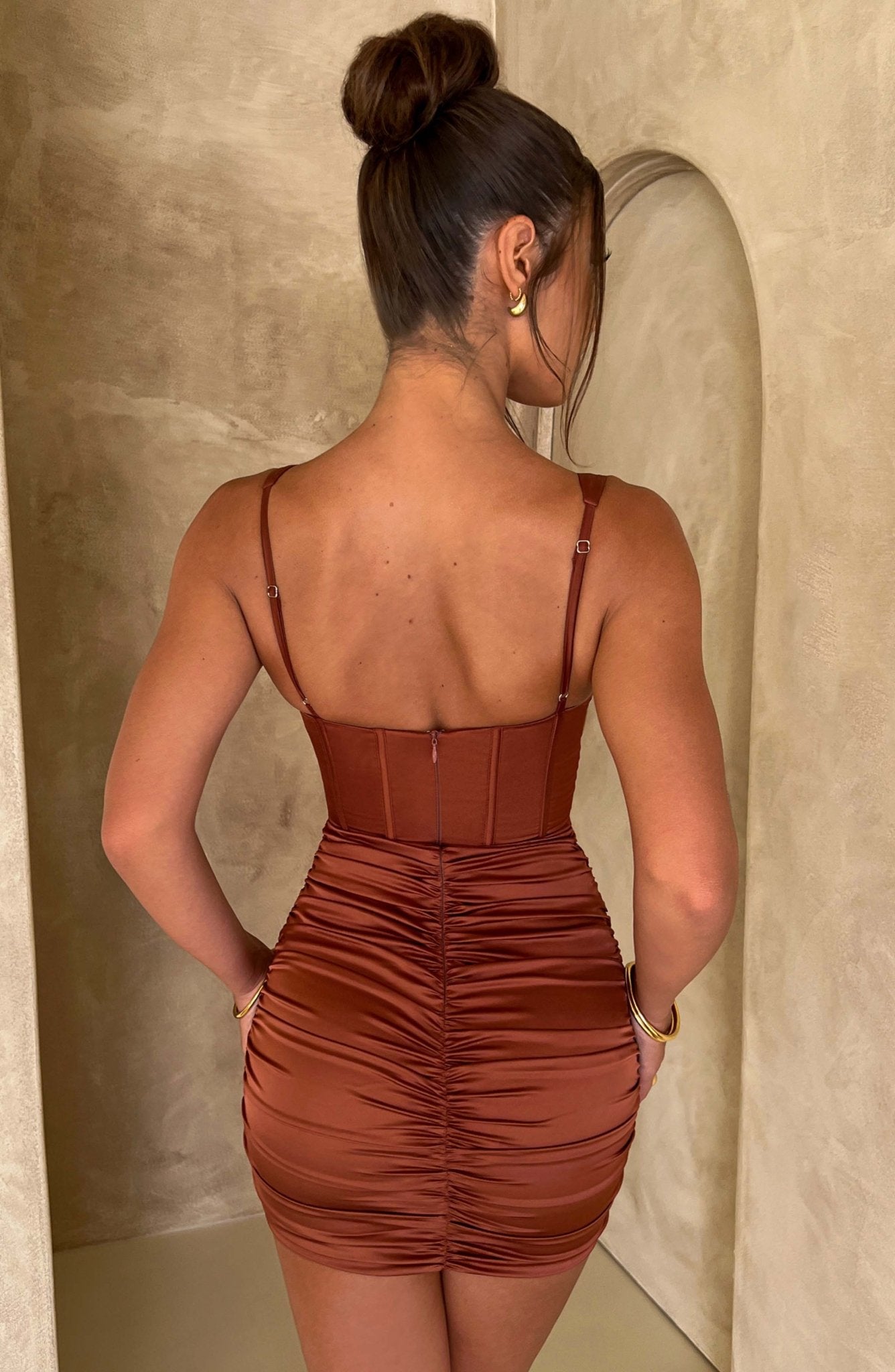 Izabella Mini Dress - Rust