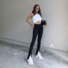 Supermodel Moment High Waist Front Slit Pants