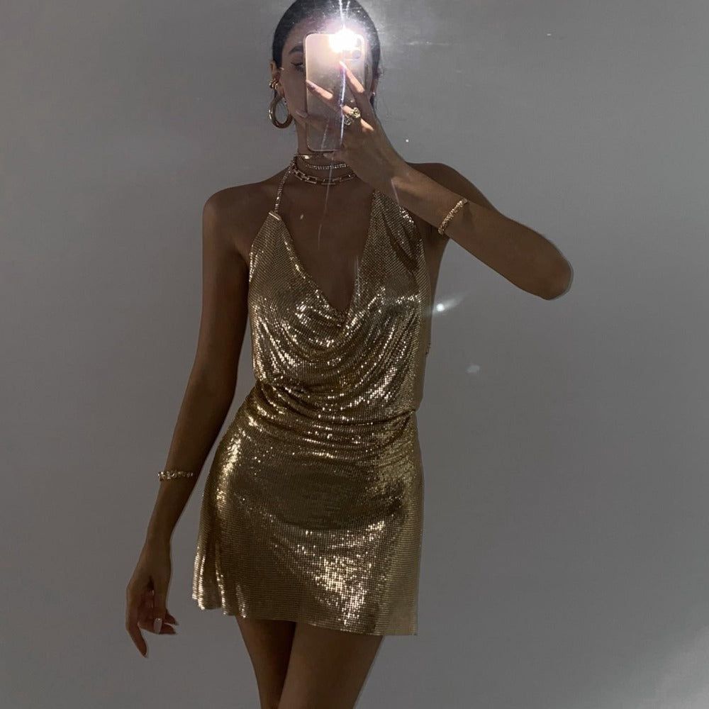 Gold Sky Chainmail Mini Dress