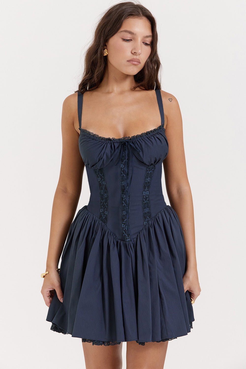 jasmyn mini dress blue Jasmynne Halter Mini Dress White / Blue