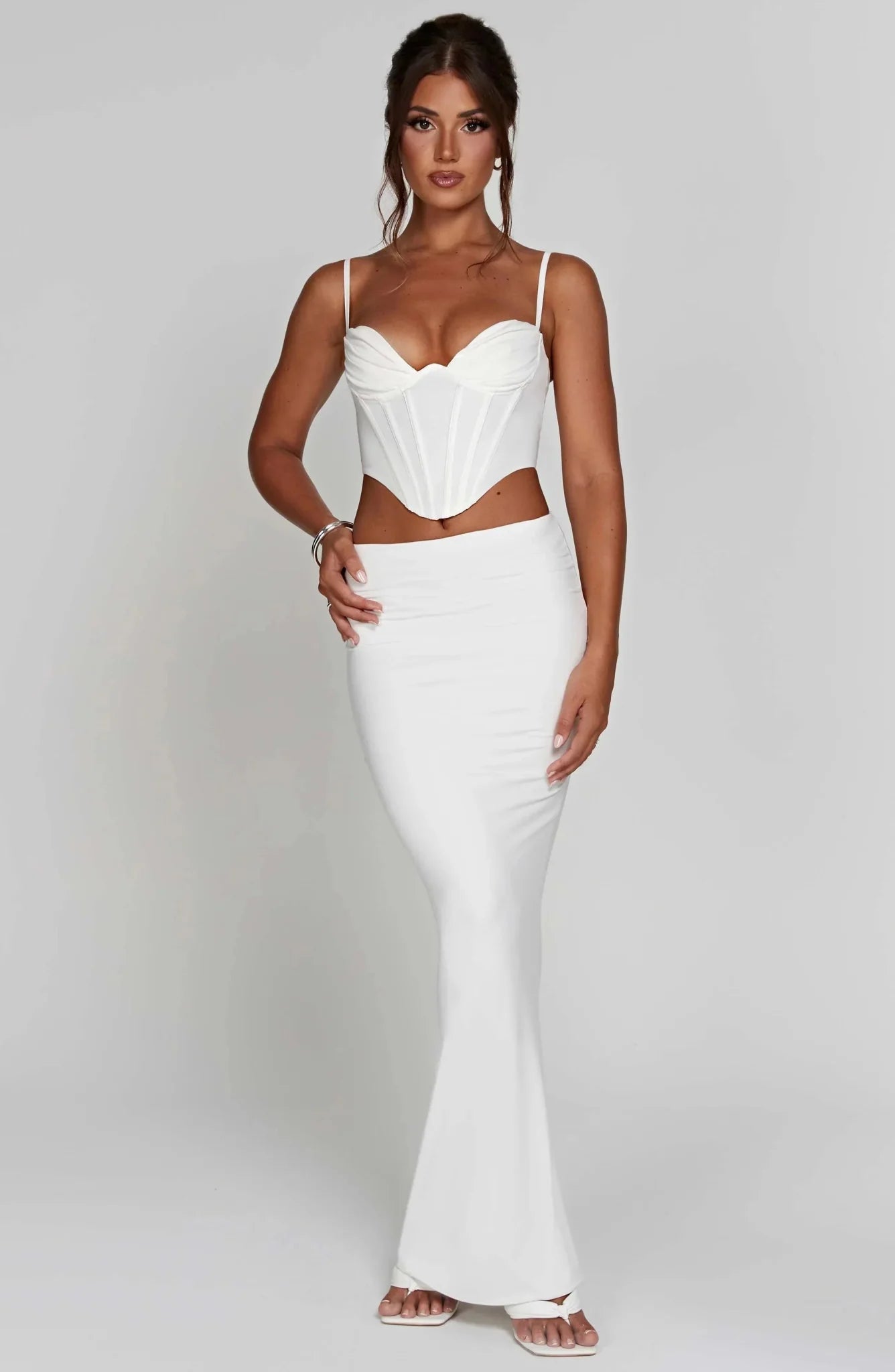 Luminous Breeze Maxi Skirt-White