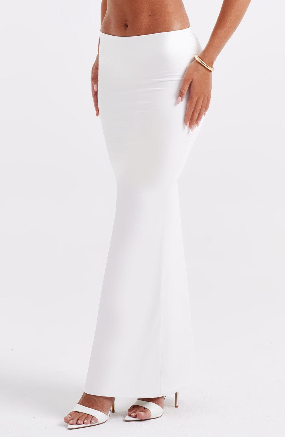 Luminous Breeze Maxi Skirt-White