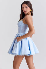 Madeline Ballerina Mini Dress - Blue