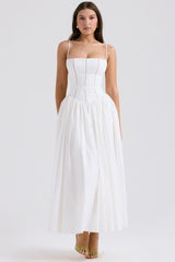 Margaret White Cotton Midi Sundress