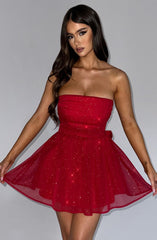 Melinda Mini Dress - Red Sparkle