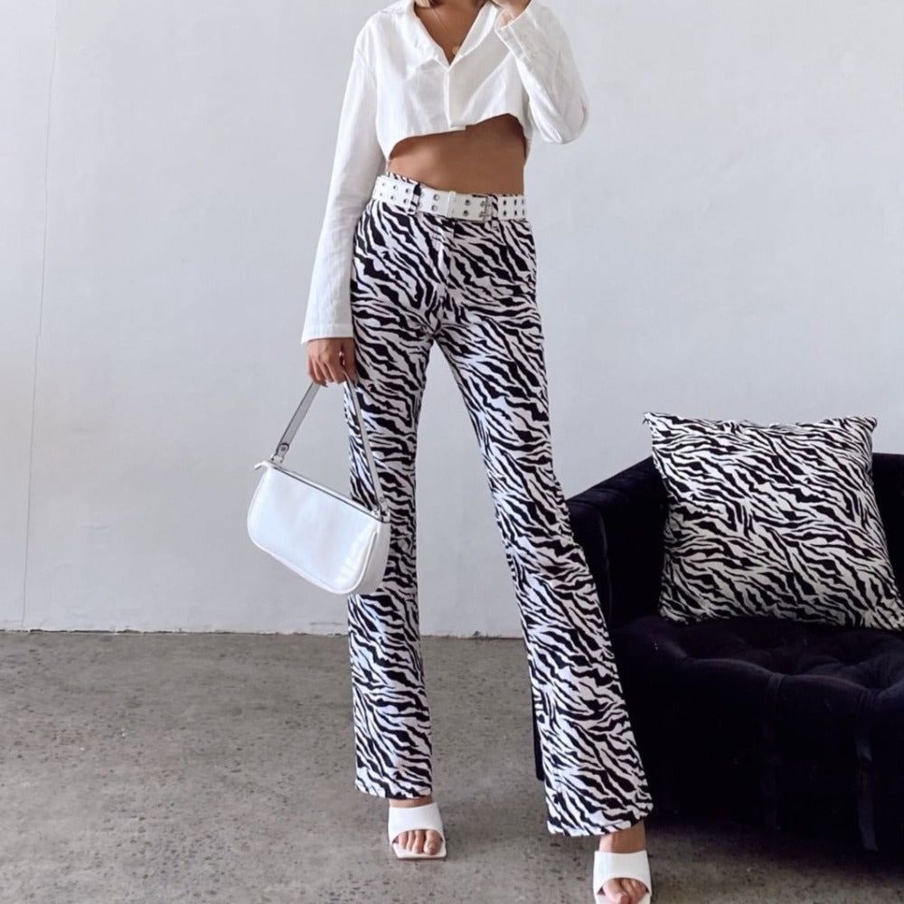 This Is Espionage High Waist Zebra Print Pants