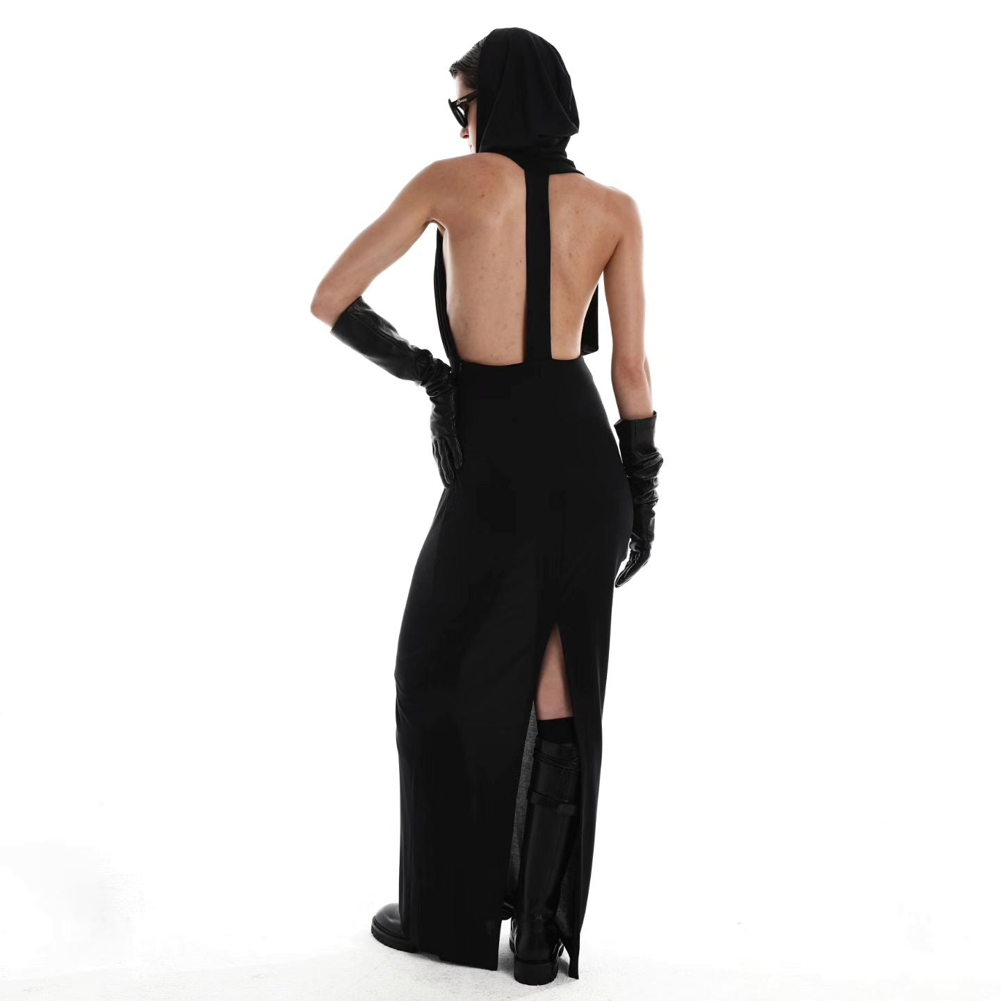 Idealistic Hood Backless Maxi Dress