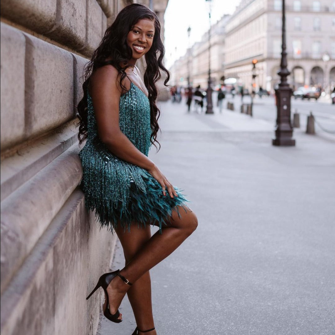 Girly Charms Sequin Fringe Mini Dress