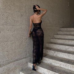 Her Silhouette Strapless Lace Maxi Dress