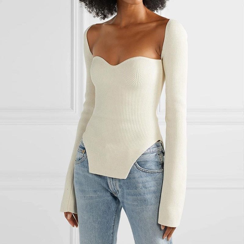 Wedding Adventure Square Neck Knitted Sweater