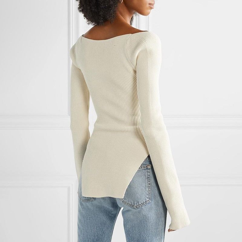 Wedding Adventure Square Neck Knitted Sweater