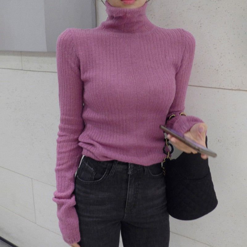 That Girl Goals Turtleneck Ribbed Knit Crop Sweater