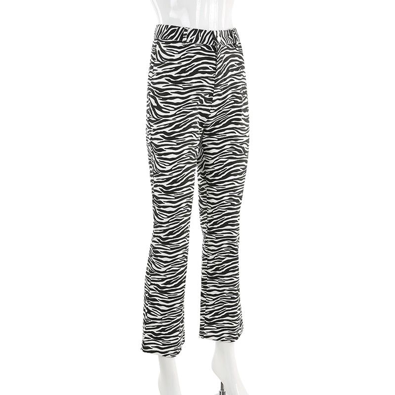 This Is Espionage High Waist Zebra Print Pants