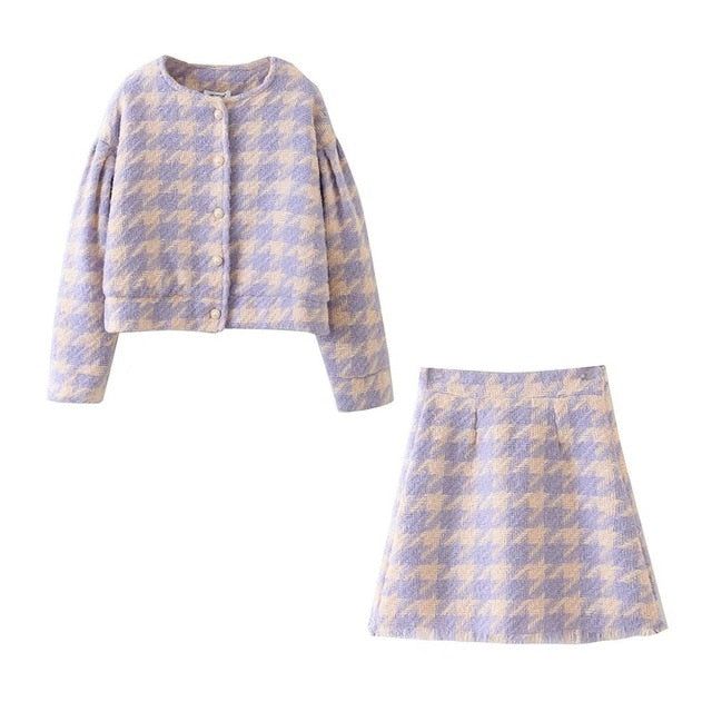 Streets Of Paris Houndstooth Print Two-Piece Set