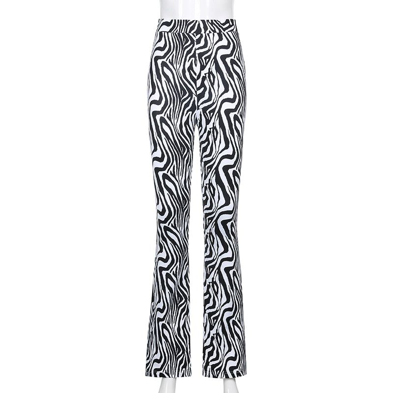 Special Animal Print High Waisted Flare Pants