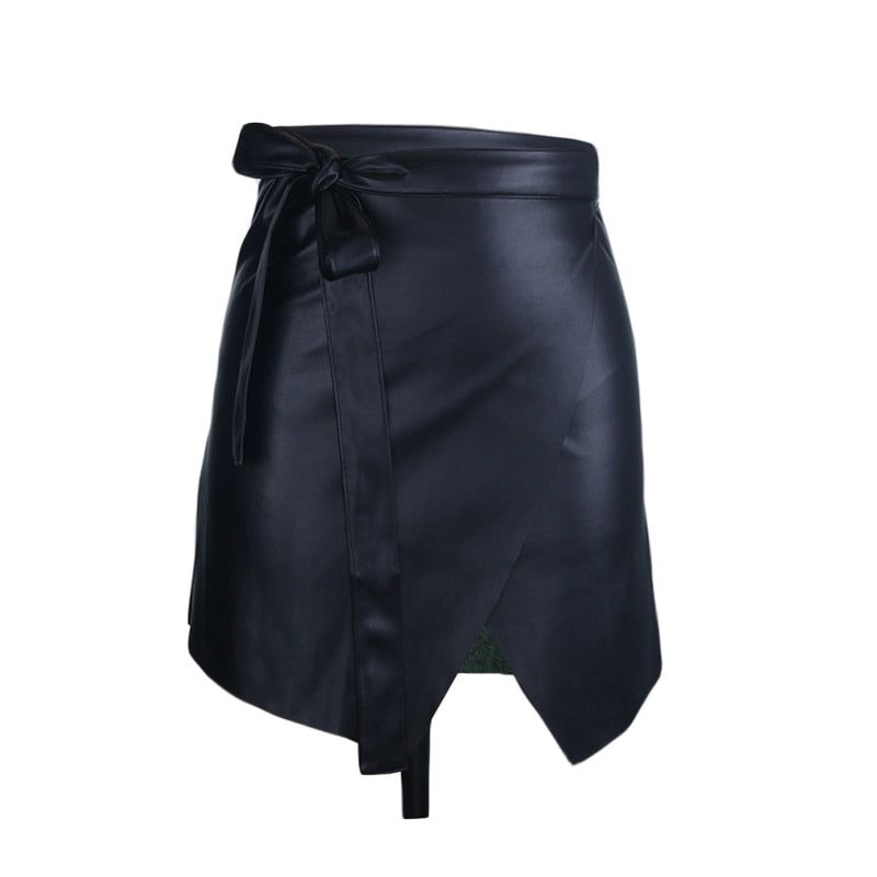 Sunday Nights Wrap Faux Leather Mini Skirt