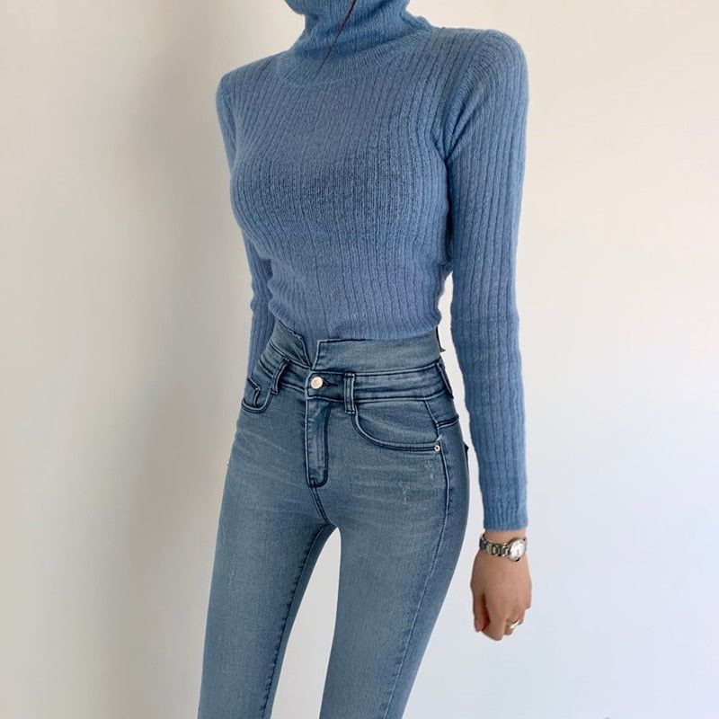 That Girl Goals Turtleneck Ribbed Knit Crop Sweater