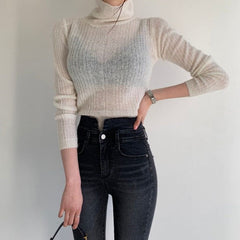 That Girl Goals Turtleneck Ribbed Knit Crop Sweater