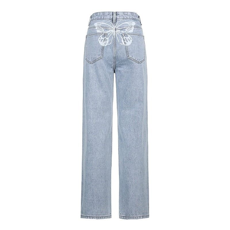 Spinning Queen Butterfly Loose Straight Jeans