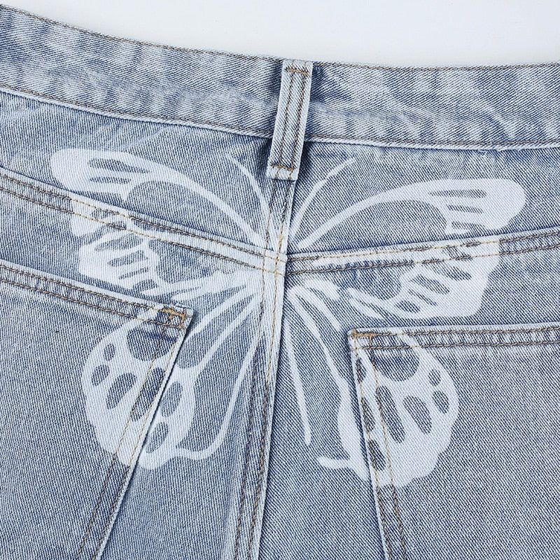 Spinning Queen Butterfly Loose Straight Jeans