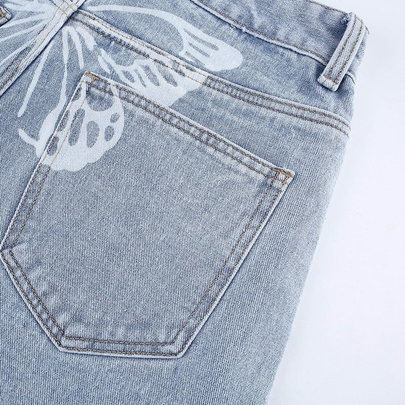 Spinning Queen Butterfly Loose Straight Jeans