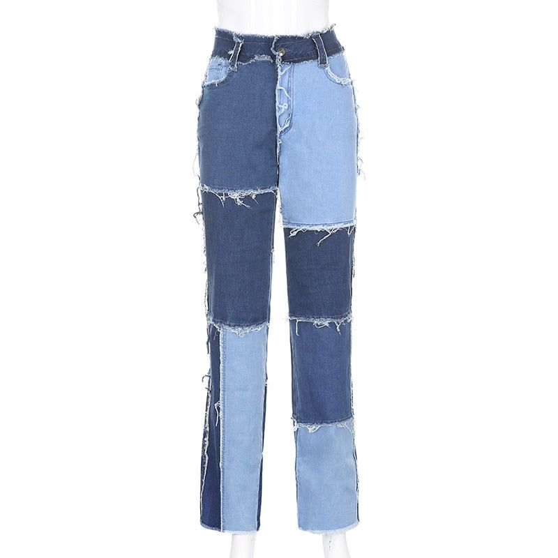 Thanks I Bought Patchwork High Waist Street Jeans