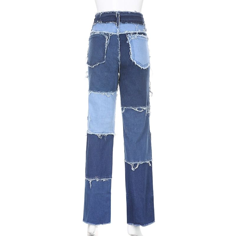 Thanks I Bought Patchwork High Waist Street Jeans