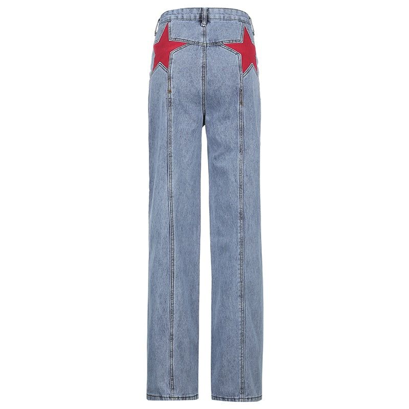 Spicy Hot Star Patchwork High Waisted Jeans