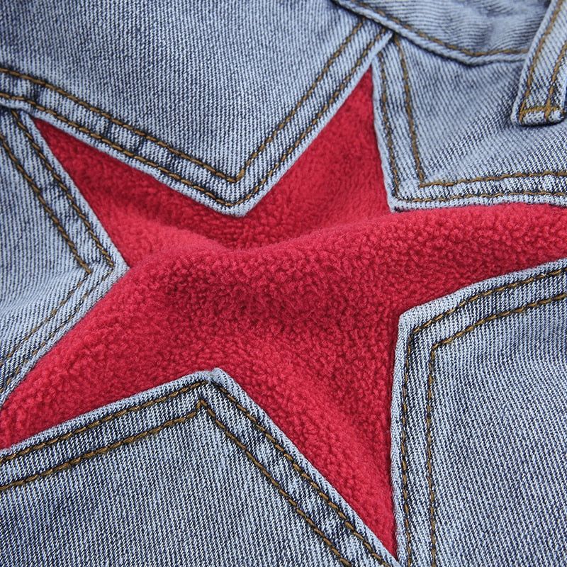 Spicy Hot Star Patchwork High Waisted Jeans