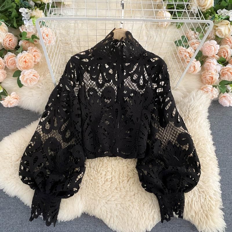 Season For Lace Lantern Sleeve Blouse