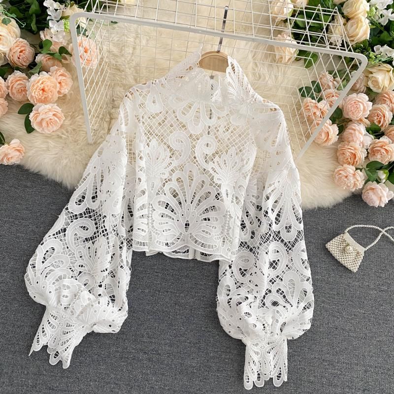 Season For Lace Lantern Sleeve Blouse