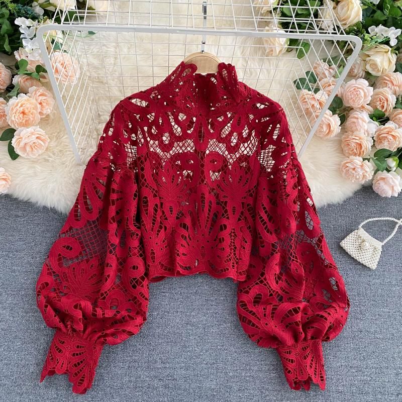 Season For Lace Lantern Sleeve Blouse