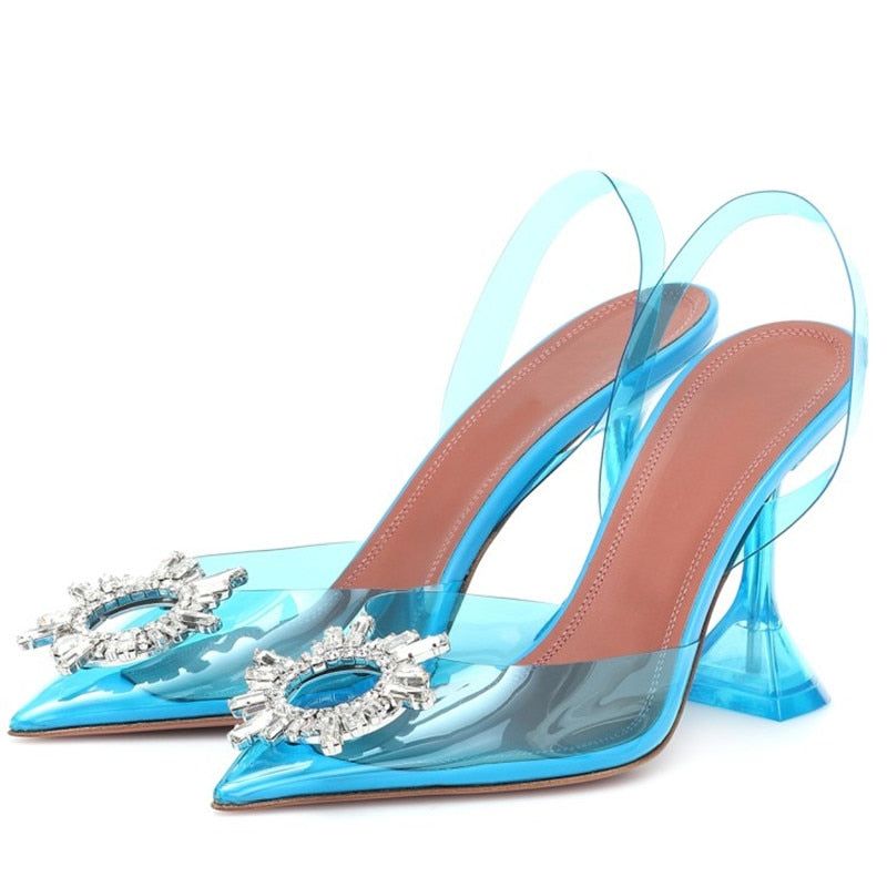 Color Greer Pointed Toe Crystal Brooch Heels