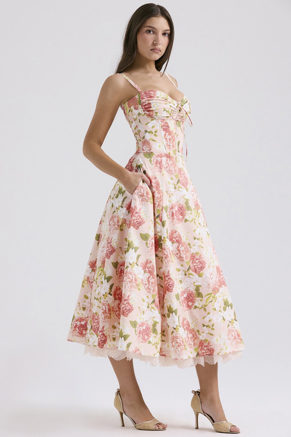 Rosalia Midi Sundress - Pink Peony