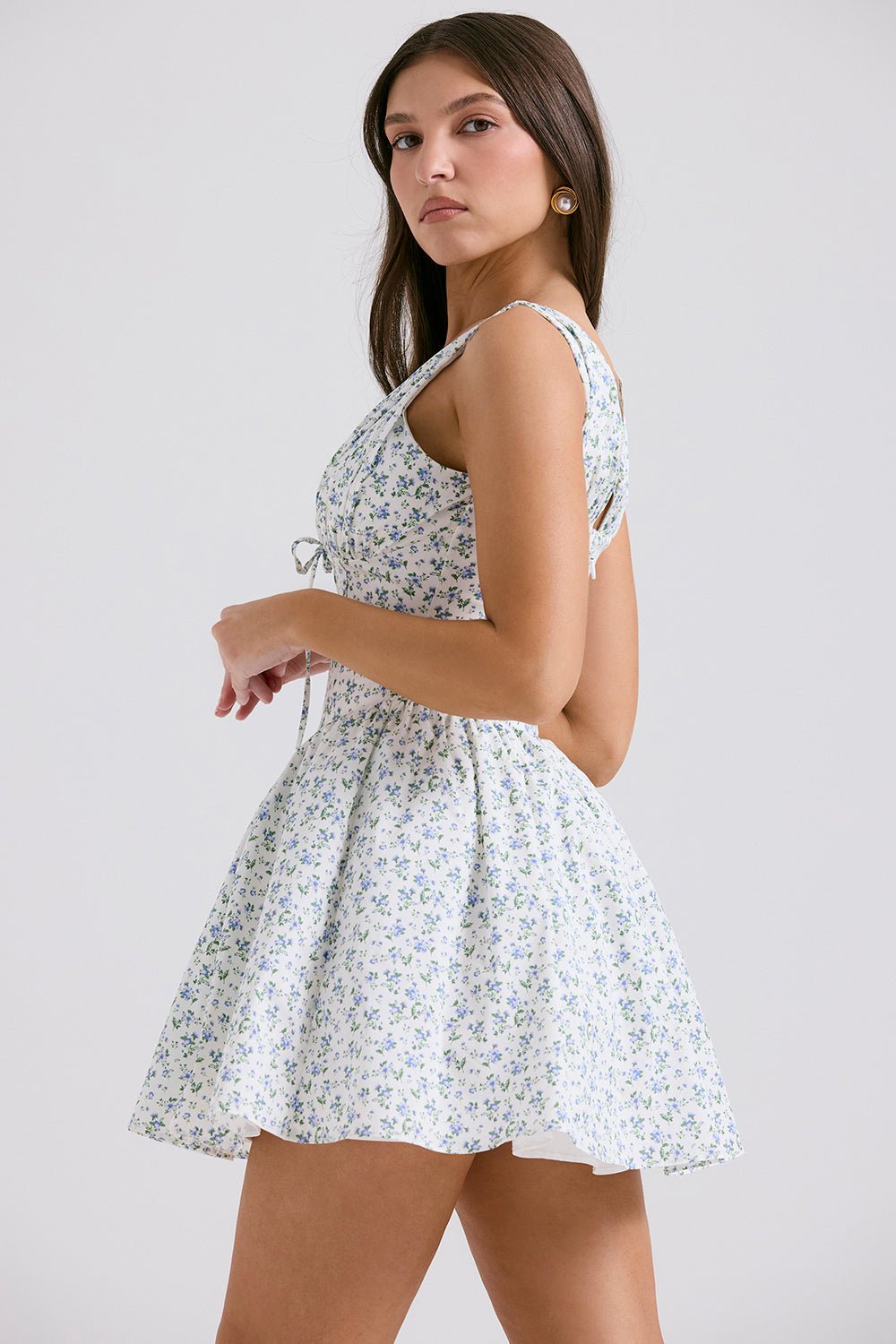 Sabrina Mini Sundress - White Bluebell