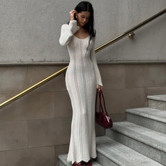 Luminara Knitted Long Sleeved Maxi Dress