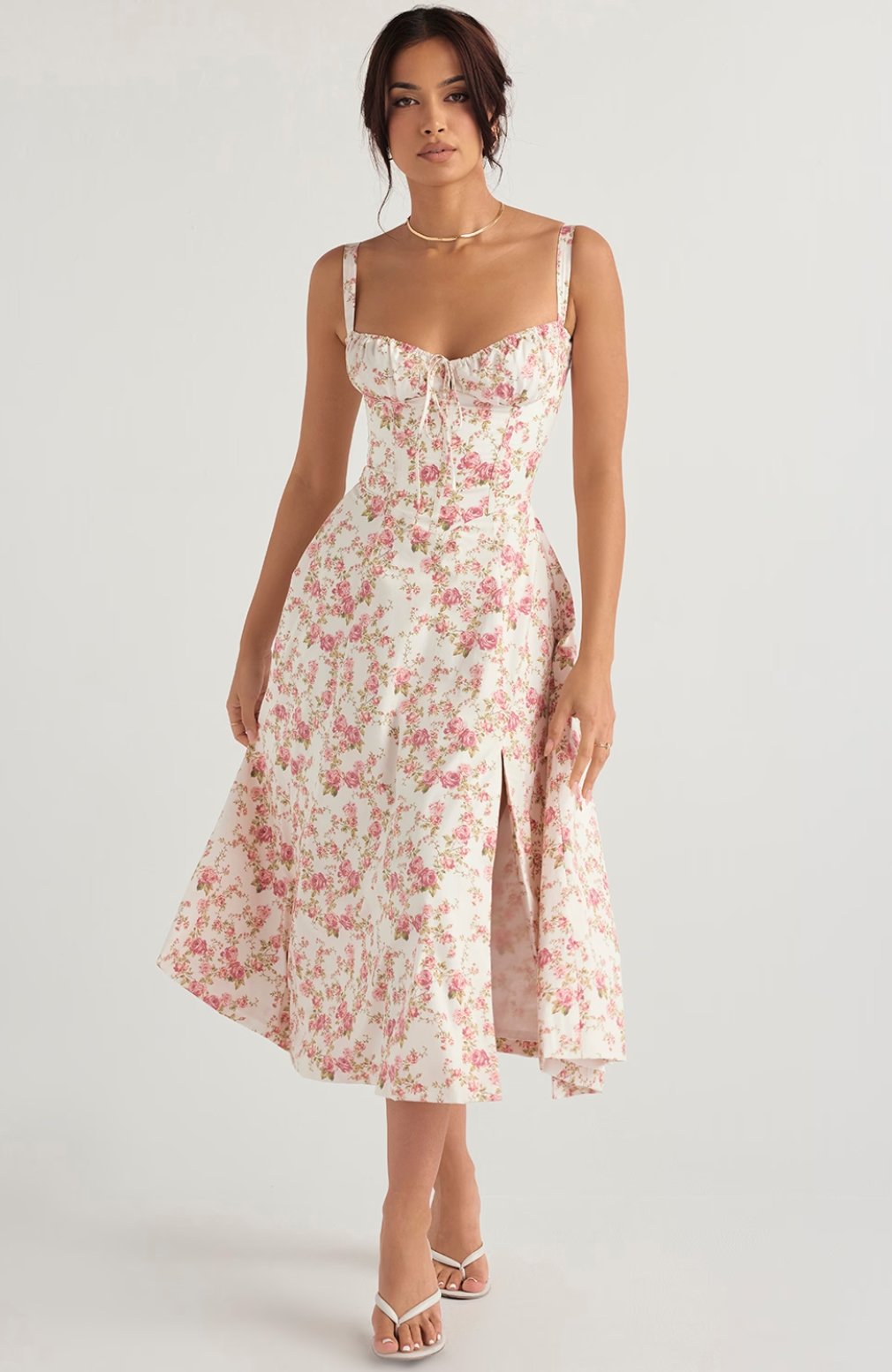 Tiana Midi Dress - Rose Print