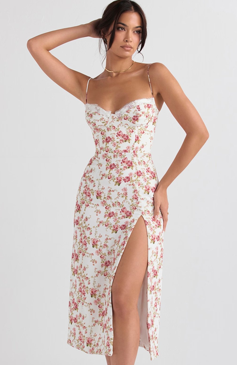 Tiana Midi Dress - Rose Print