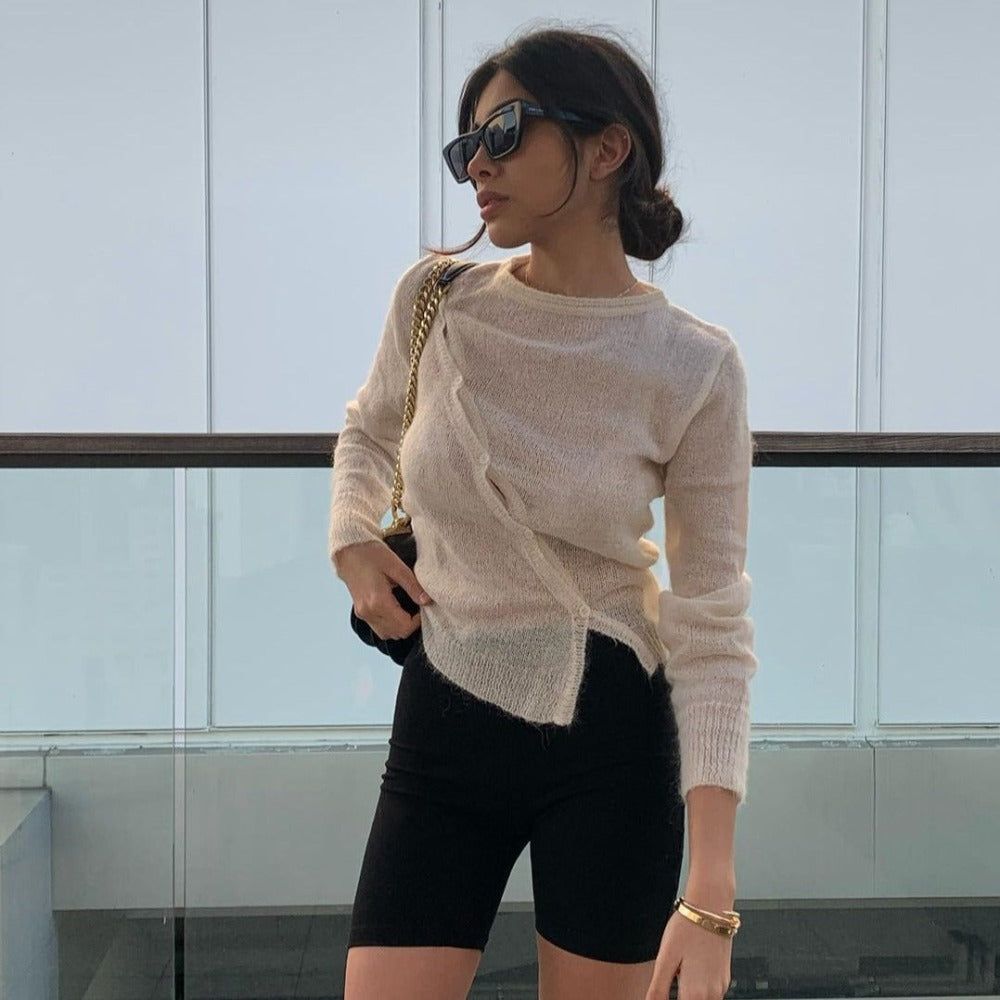 Love Woven Knitted Long Sleeve Top