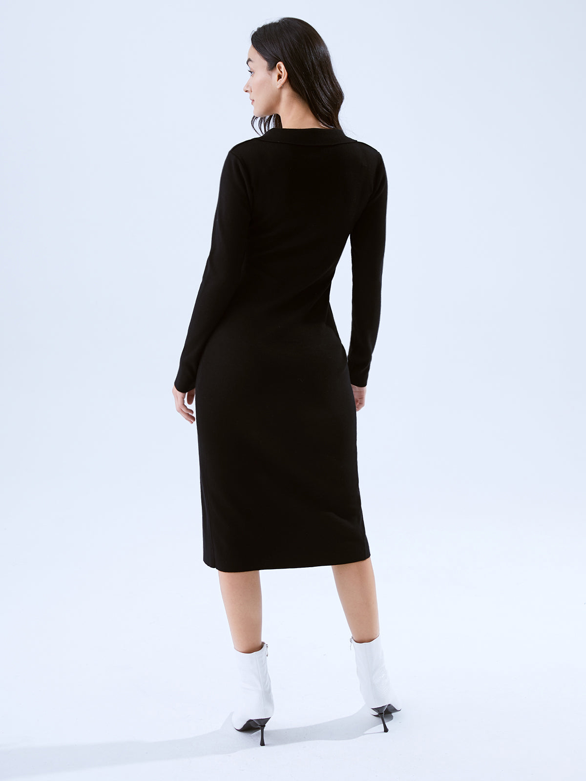 Long Sleeve Button-Front Dress