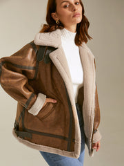 Sherpa Lined Suede Shearling Flight Jacket