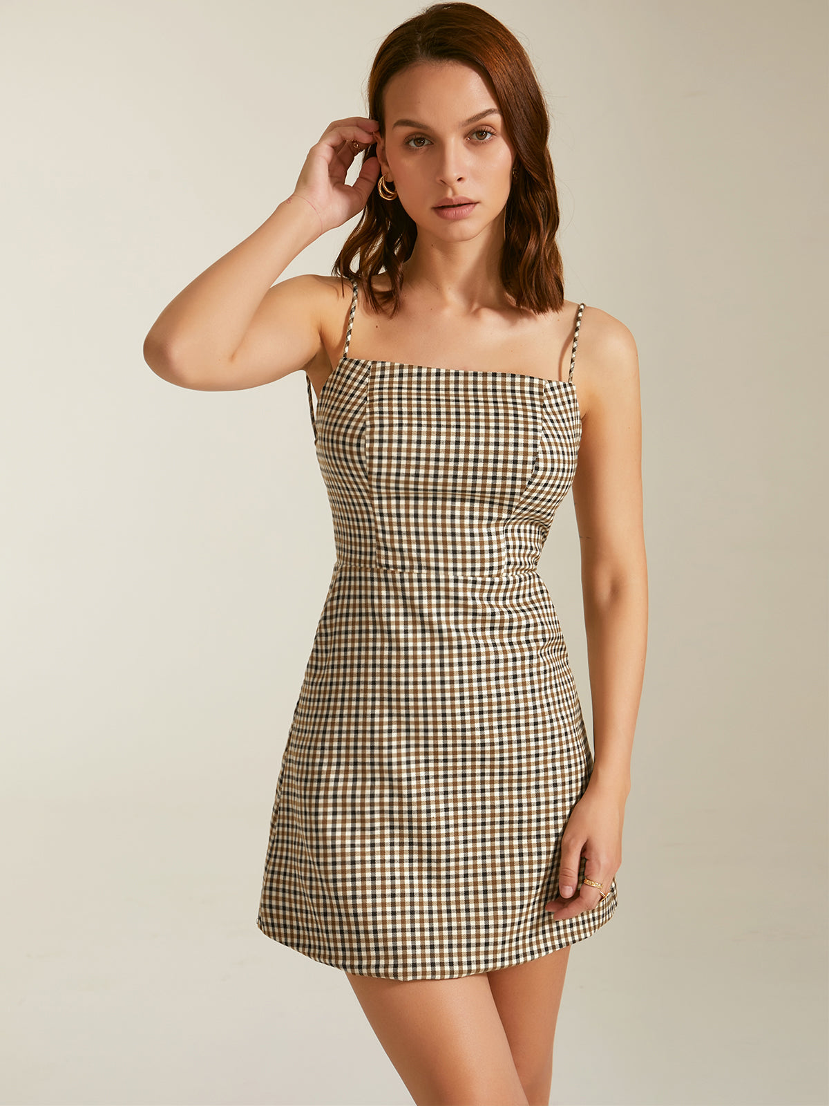 Checkered Mini Strap Dress