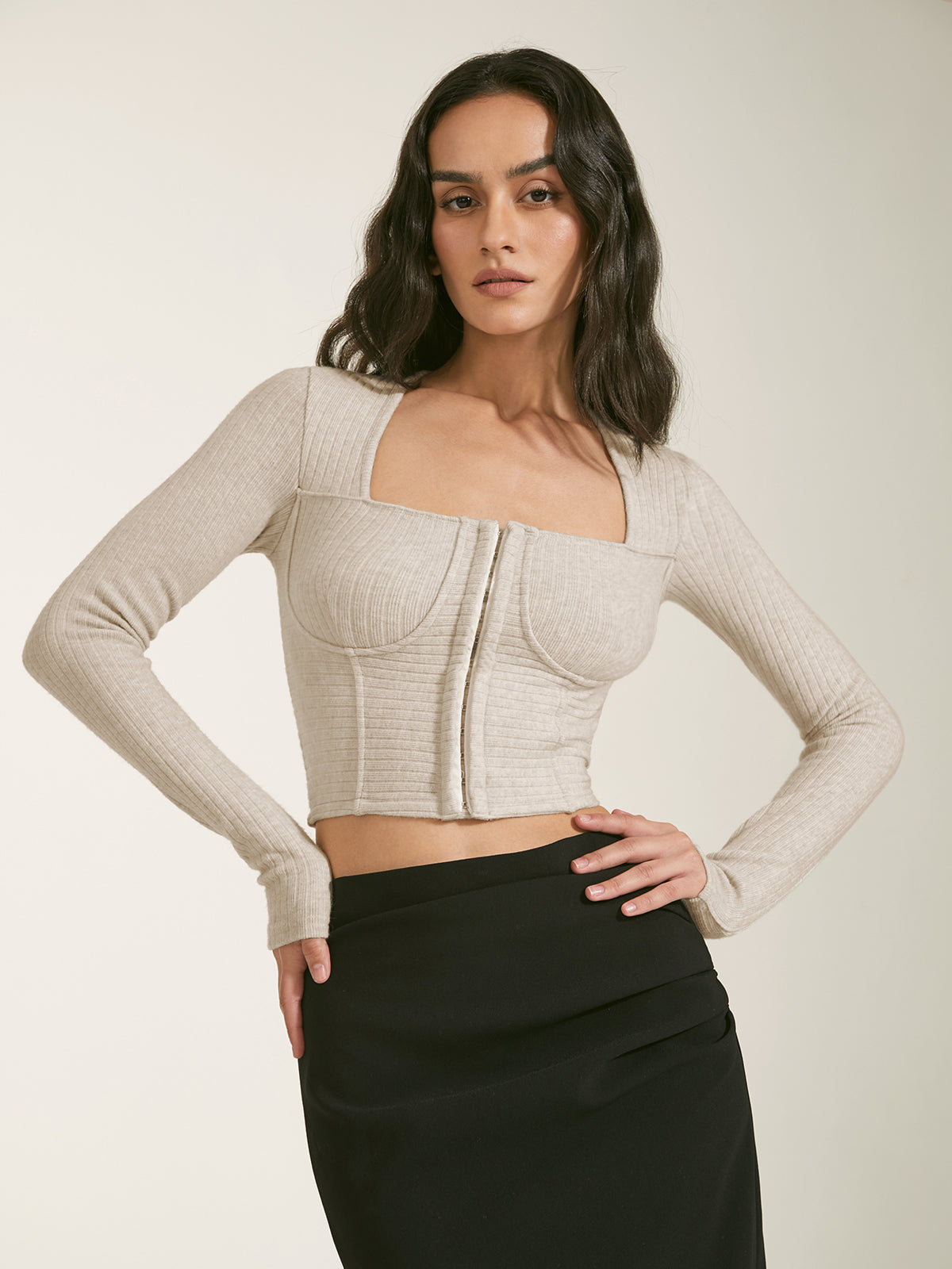 Street Essential - Square Neck Contour Corset Cardigan