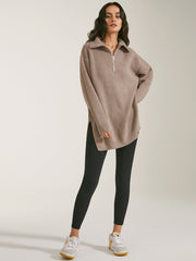 Oversized Quarter Zip Ribbed Sweater