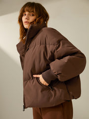 Drop Shoulder Zip Up Puffer Jacket